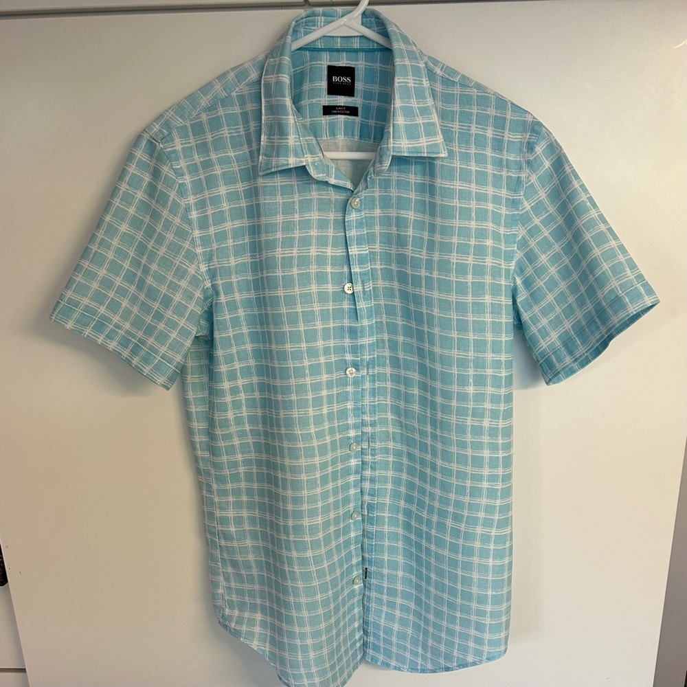 Hugo Boss Mens Aqua Slim Fit Checkered Shirt
Size S